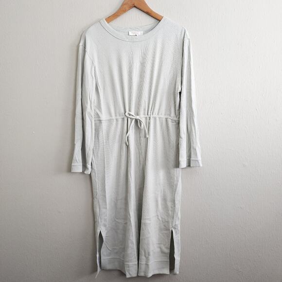 NEW Neiwai Ribbed Knit Drawstring Long Sleeve Dress Gray Violet - Picture 6 of 16